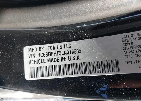 2020 Ram 1500 Limited 4X4 5'7 Box from USA, damaged, VIN 1C6SRFHT5LN319585